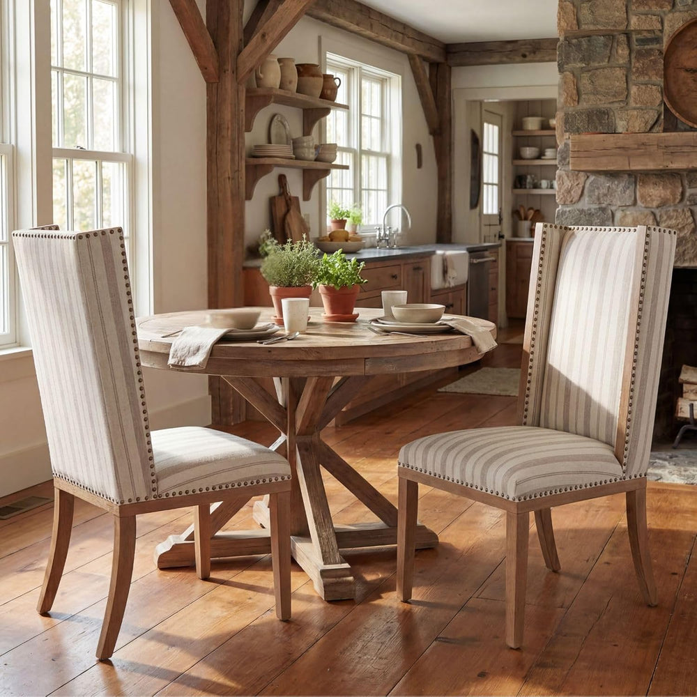 Kmax High Back Dining Chairs Set of 2, Parsons Dinner Chairs Upholstered Fabr...