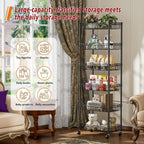 6 Tier Basket Shelf Wire Shelving Unit Adjustable Storage Shelves Big Basket Rack for Garage Kitchen Office Pantry Corner 17.2" Dx12.2 Wx63 H Black