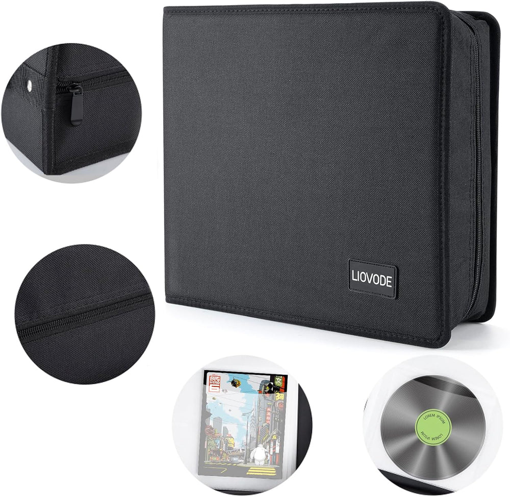 LIOVODE DVD Case 200 DVDs and 100 Booklets Capacity, CD/Blu-ray Storage Binde...
