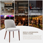 Wooden Dining Chairs Set of 8, Upholstered Kitchen Dining Room Chairs with Padded Seat and Wood Legs, Modern Fabric Side Dinner Chair for Kitchen, Dining Room, Restaurant, Cafe, Grey