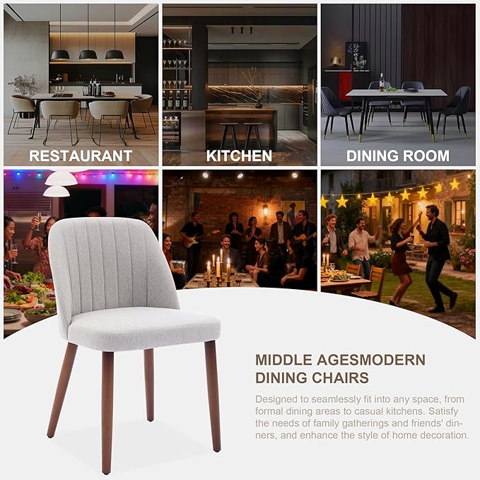 Wooden Dining Chairs Set of 6, Upholstered Kitchen Dining Room Chairs with Pa...