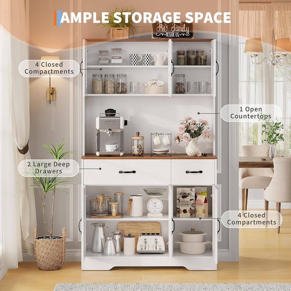 Garvee 71" Kitchen Pantry Cabinet with Charging Station, Kitchen Hutch S...
