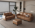 SITJOY Faux Leather Modular Sectional Sofa with Storage, Mid Century Modern Sectional Couches for Living Room, Soft Padded Armrests, 6 Seat Couch and Loveseat Sets with Ottoman, Brown
