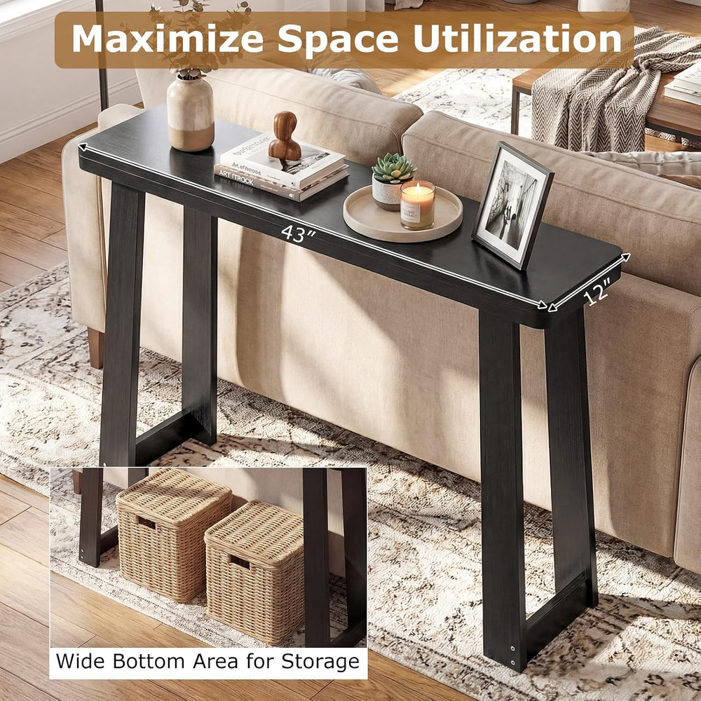 GOFLAME Solid Wood Console Table, 43” Narrow Long Sofa Tables Behind Couch, R...