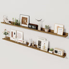 Axeman 55 Inch Floating Shelves - Picture Ledge Shelf Set of 2 - Rustic Brown Wall Shelves with Lip - Picture Shelf for Wall with Ledge - Photo Ledge Shelves for Pictures Nursery Books