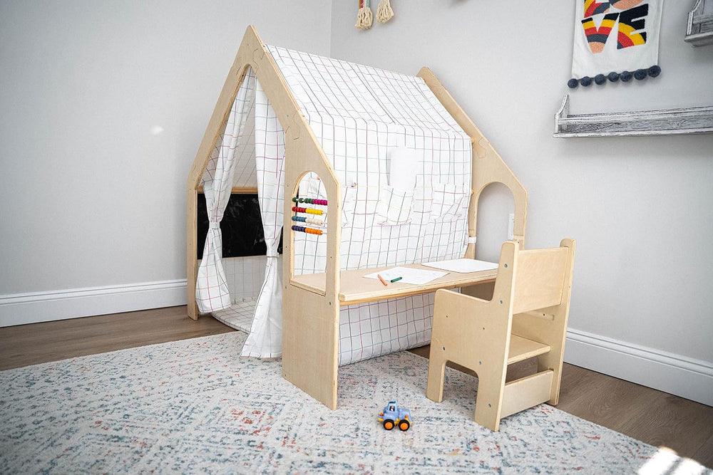Avenlur Flair - 5 in 1 Indoor Playhouse with Desk Table, Chair, Chalkboard, F...