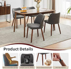 Dining Chair Set of 4, Leather Upholstered Dining Chair with Wood Legs, Wing Backrest, Wooden Kitchen Chair, Kitchen Chairs with Thick Cushions for Dining Room, Living Room, Dark Grey