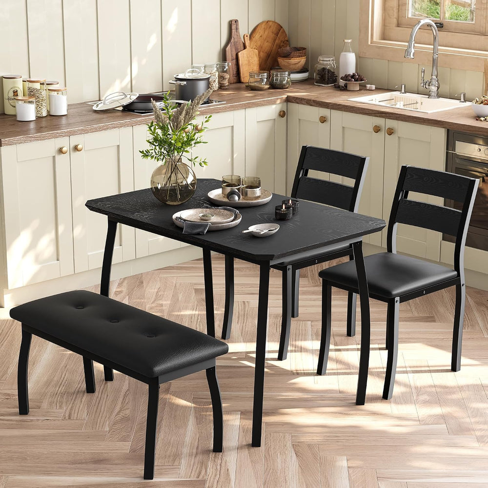 IDEALHOUSE 43'' Dining Table Set for 4, Wooden Kitchen Table with Uph...
