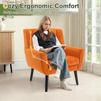 NicBex Modern Accent Chair for Living Room Upholstered Foam Filled Living Room Chairs with Metal Legs Velvet Cozy Lounge Armchair for Living Room Bedroom,Orange
