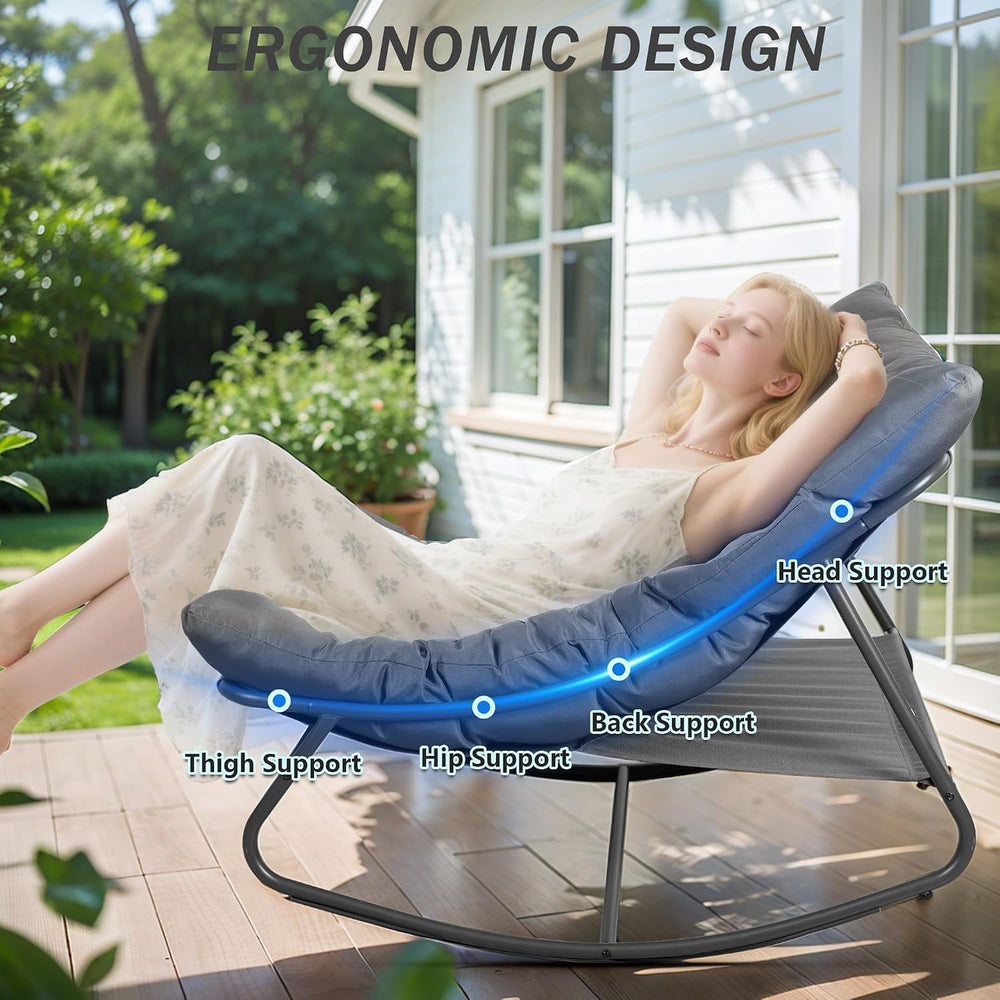 Outdoor & Indoor Oversized Rocking Chairs Set of 2 with Thick Cushions | ...
