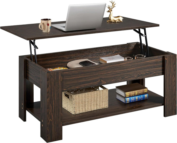 Yaheetech 47.2" Lift Top Coffee Table with Hidden Storage & Shelf, Espresso