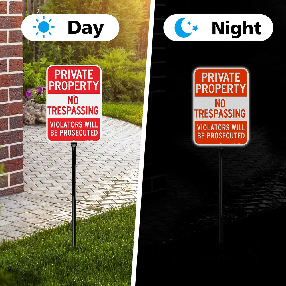 GicnKeuz Large No Trespassing Signs Private Property Sign with 36" Heavy...