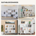 Wood Cube Storage Organizer White Bookshelf - 3-Tier Freestanding Storage Cabinet with Legs for Home Office, 10-Cubes Open Shelf