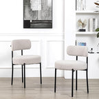 DYHOME Light Grey Boucle Dining Chairs Set of 4, Upholstered Kitchen Dining Room Chairs with Metal Legs, Round Modern Dining Room Chairs