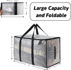Heavy Duty 93L (24.5 Gallon) Stackable Storage Bins with Fully Openable Lids,Moving Bags Heavy Duty, Clear Plastic Totes for Moving Storage, Home Organization, Christmas Decorations. 8 pack