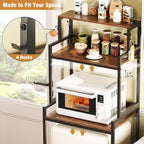 3-Tier Mini Fridge Stand Kitchen Bakers Rack with Adjustable Shelves, Freestanding Microwave Stand with Storage, Split Design Coffee Bar Shelf for Home Office Dorm (Rustic Brown, 25.6")