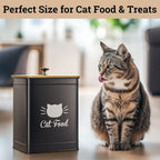 Cat Food Storage Container with Scoop - 5-7 lb (25 Cup) Capacity Metal Cat Food Container with Airtight Bamboo Lid and Metal Scoop - Airtight Pet Food Storage Containers 5 lb - 7 lb Kibble Container