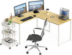 SHW Mission 55 x 60 Inches L-Shape Home Office Computer Desk, Oak