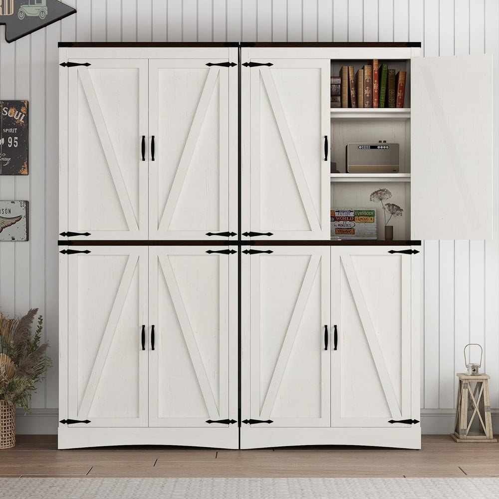 chartustriable 71in Farmhouse Kitchen Pantry Cabinet,Tall Storage Cabinet wit...