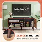 WLIVE TV Stand for 55 Inch TVs, Entertainment Center with Storage Cabinet, Mid-Century TV Stands for Living Room and Bedroom, 50" TV Console, Brown | with Storage Cabinet, Mid-Century, TV Stands, 50" TV Console