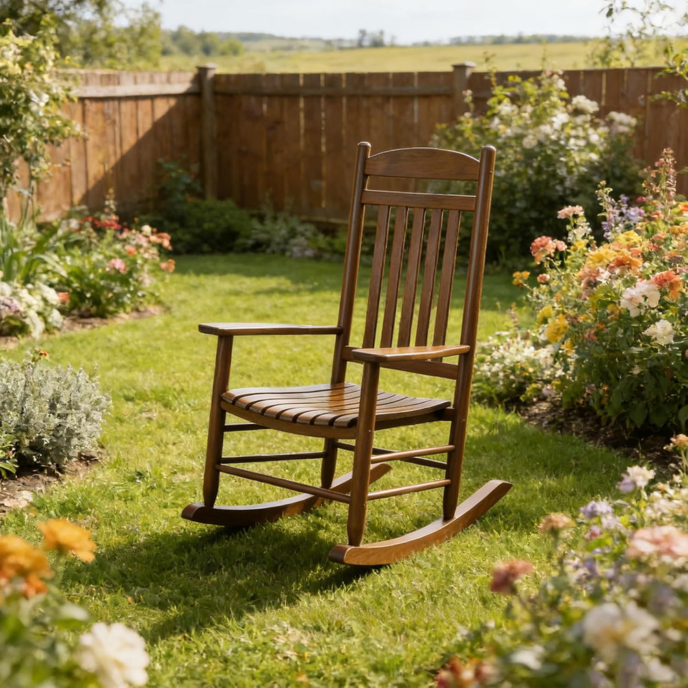 Wooden Outdoor Rocking Chair, Weatherproof Oversized Rocking Chair, Heavy Dut...
