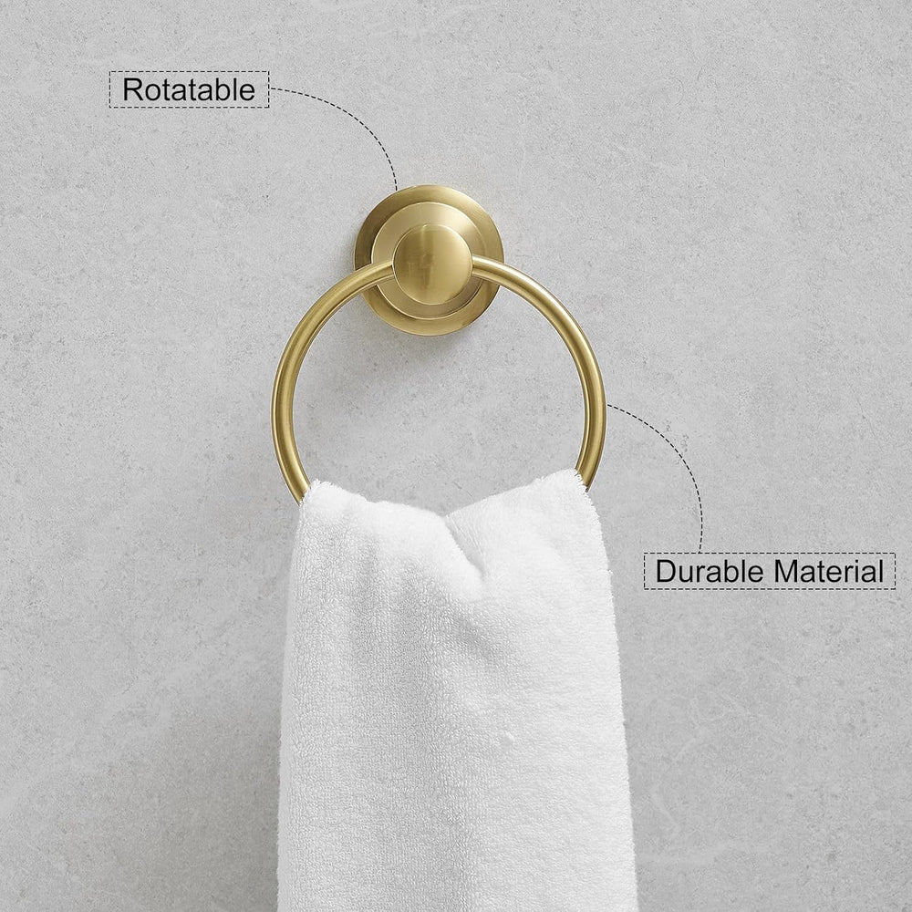 Hoimpro Toilet Paper Holder Towel Ring Set, Wall Mount Brushed Gold