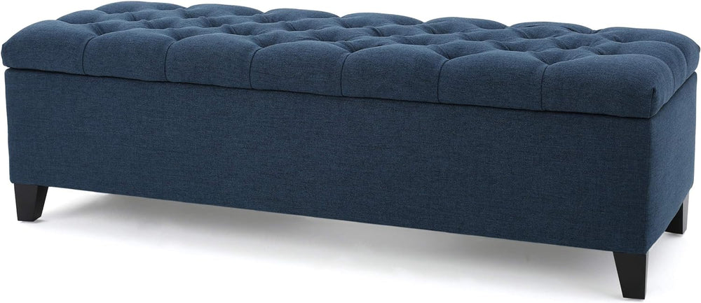 Christopher Knight Home Ottilie Fabric Storage Ottoman, Dark Blue, 17.75&quot...