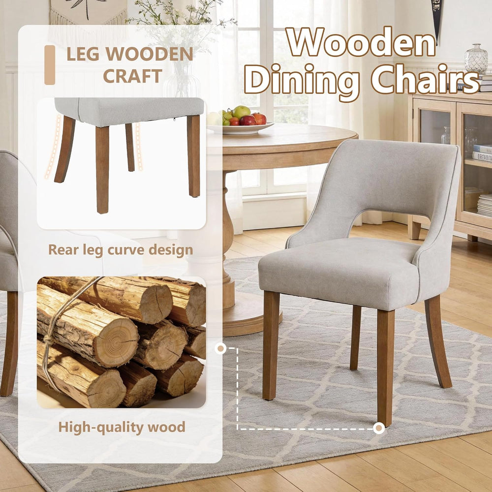 ClinQ Wooden Dining Chairs Set of 6, Modern Fabric Upholstered Kitchen Chairs...