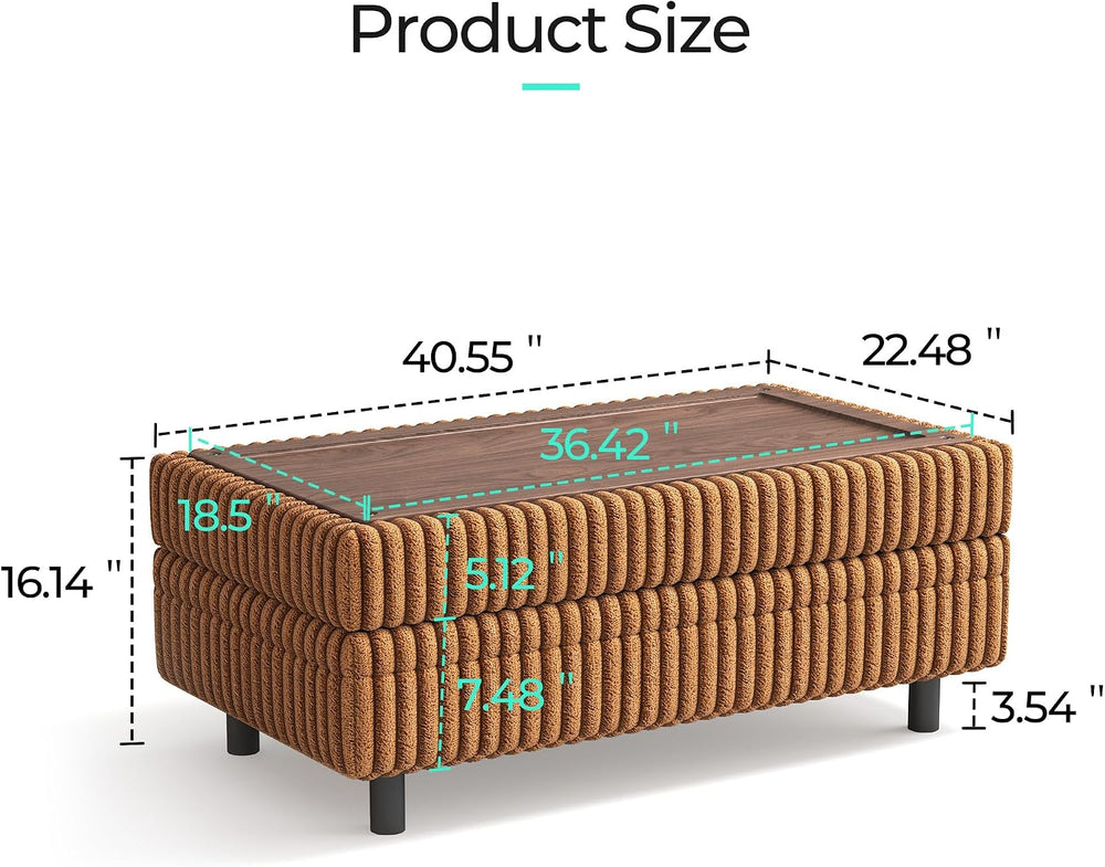 LINSY HOME Sectional Sleeper Sofa Storage Ottoman Bench, Convertible Coffee T...