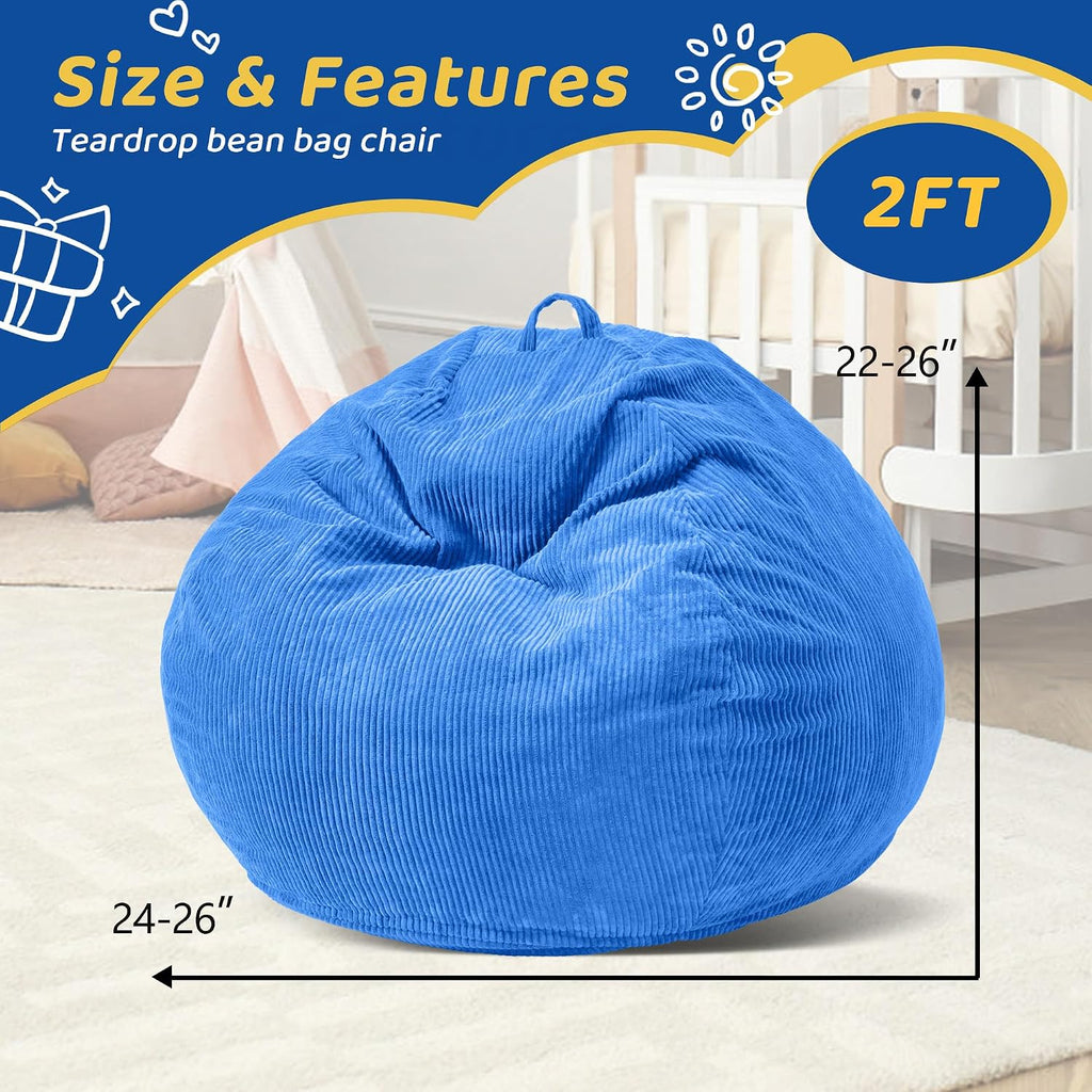 2FT Bean Bag Chair: 2' Bean Bags with Memory Foam Filled,Comfy Beanbag Chairs Teardrop Bean Bag Sofa with Corduroy Cover