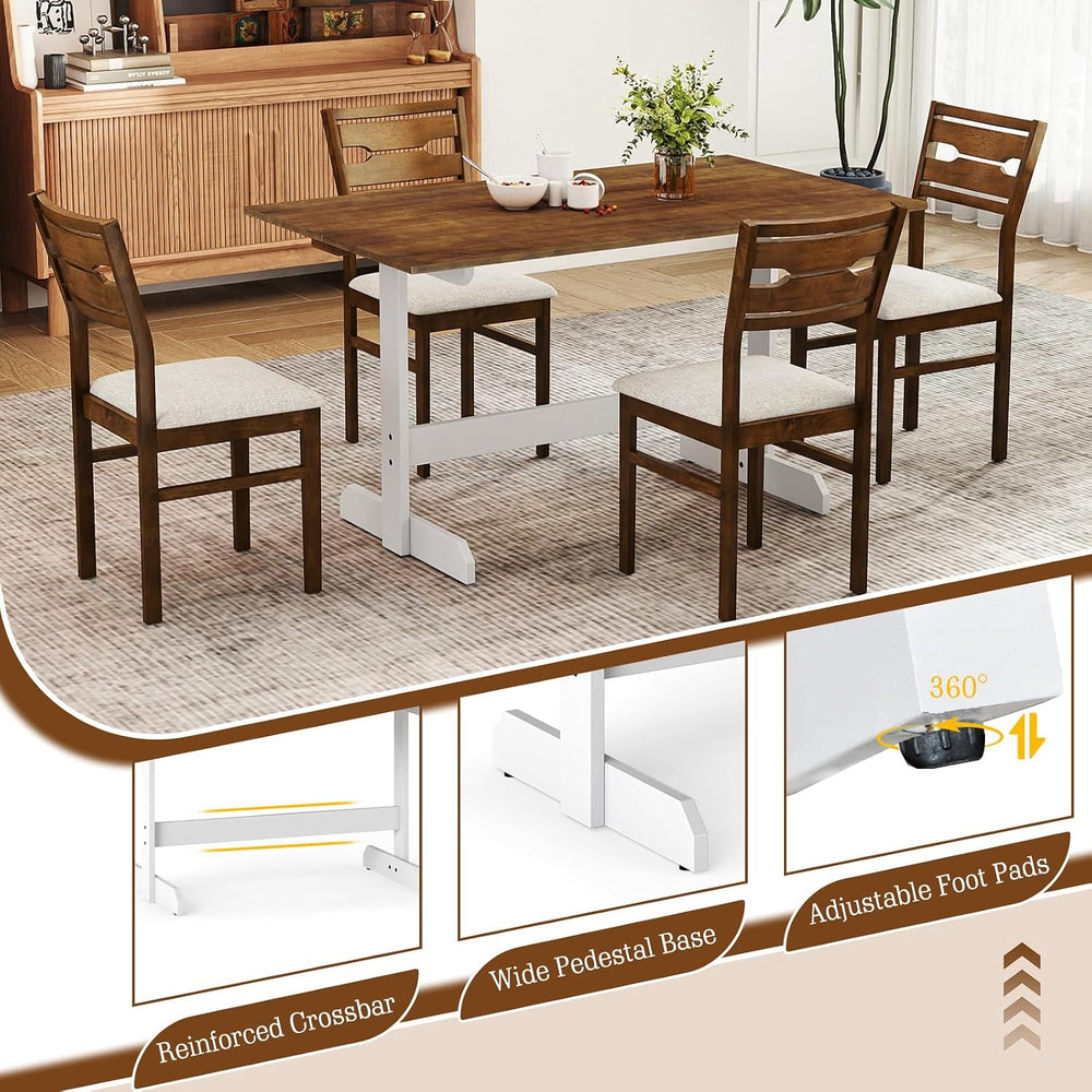 Tangkula 55 Inch Dining Table for 4-6 People, Rectangular Kitchen Table with ...