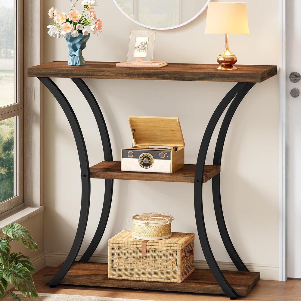 Hoctieon 3 Tier Console Table with Open Wood Shelves, Decorative Entryway Tab...