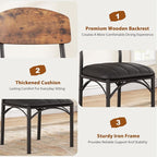 Dining Chairs Set of 4 - Upholstered Dining Room Chairs with PU Leather, Industrial Kitchen Chairs with Wooden Backrest and Thickened Metal Legs, for Dining Room, Living Room (Vintage)