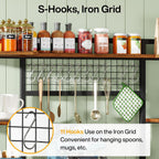 Tribesigns Large Bakers Rack, 55" Wide Kitchen Hutch Cabinet Microwave Stand with 11 Hooks, 5-Tier Baker’s Rack Kitchen Storage Shelf with Hutch, Rustic Brown