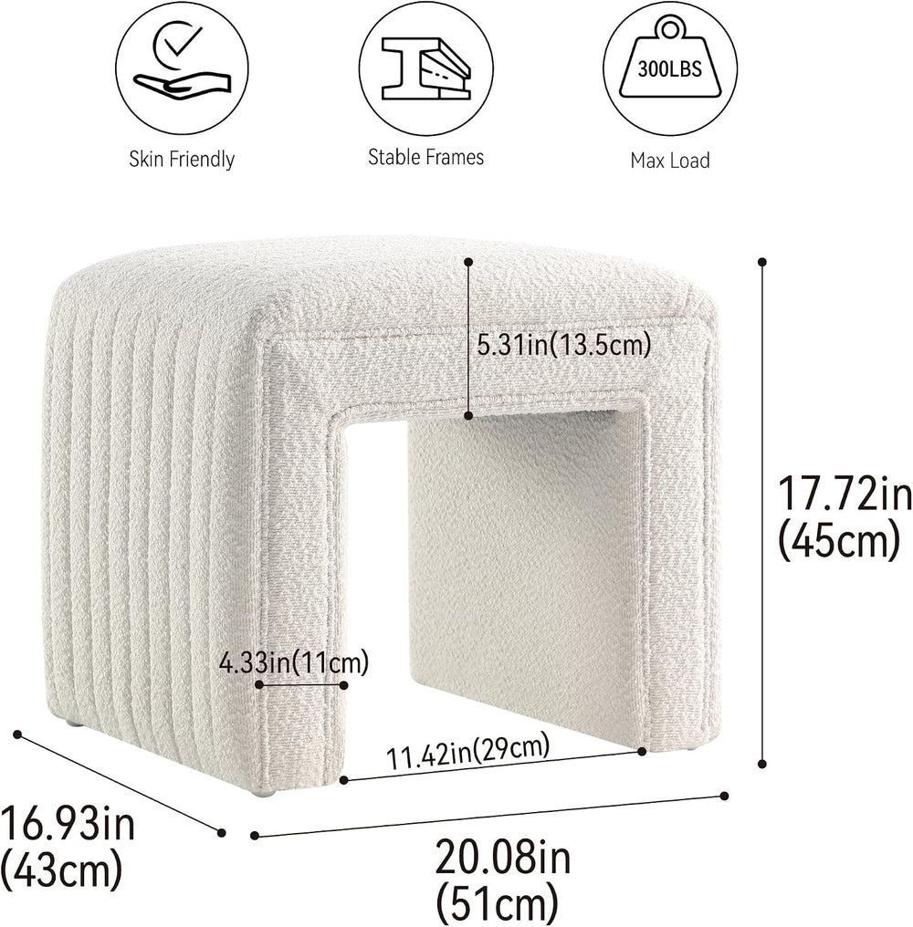 Get Set Style Vanity Stool Chair, Fully Assembled Modern Boucle Ottoman Foots...