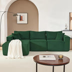 97" Modular Sectional Sofa, L-Shaped Boneless Couch with Deep Seat, Cozy Cloud Couch Sectional with Convertible Ottoman, Modern Sectional Couches for Living Room（ Green）