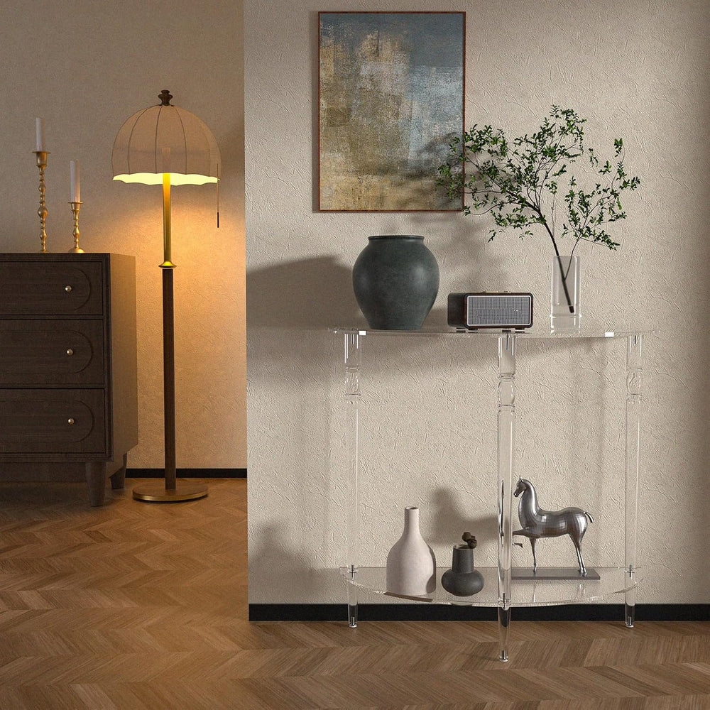Acrylic Console Table, Half Moon, Entryway Table, Narrow Side Table, End Tabl...