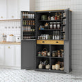 JIJIWANG High Freestanding Kitchen 40.2x20x71.3inch Pantry Large Cupboard Storage Cabinet with 2 Drawers,2 Adjustable Shelves,8 Door Shelves for Kitchen, Living Room, Dining Room,Gray