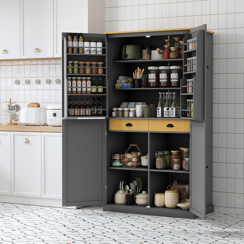 LUMISOL Kitchen Pantry Sideboard, 71.3” High Freestanding Large Cupboard Stor...