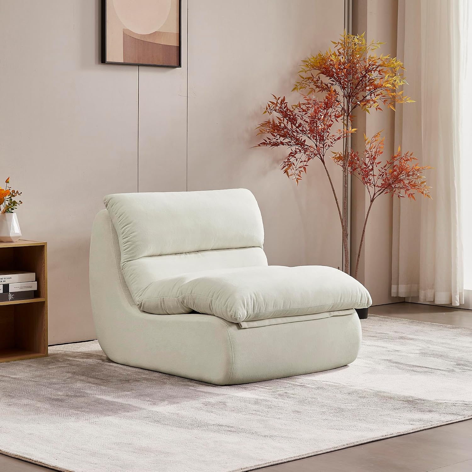 Dineli Bean Bag Chairs for Adults, Beanbag Chair Lounge Sofa Comfy Reading Chair for Bedroom & Living Room, Memory Foam Lazy Floor Couch, White