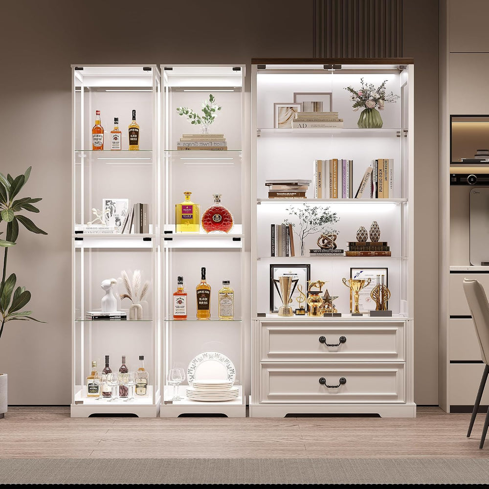 Glass Display Cabinet with Doors, 65" Tall 4-Tier Curio Display Case wit...