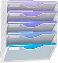 5 Tier Hanging Wall File Organizer, Mesh Mail Paper Orgnization Hanging File Folder Holder for Home Office, White