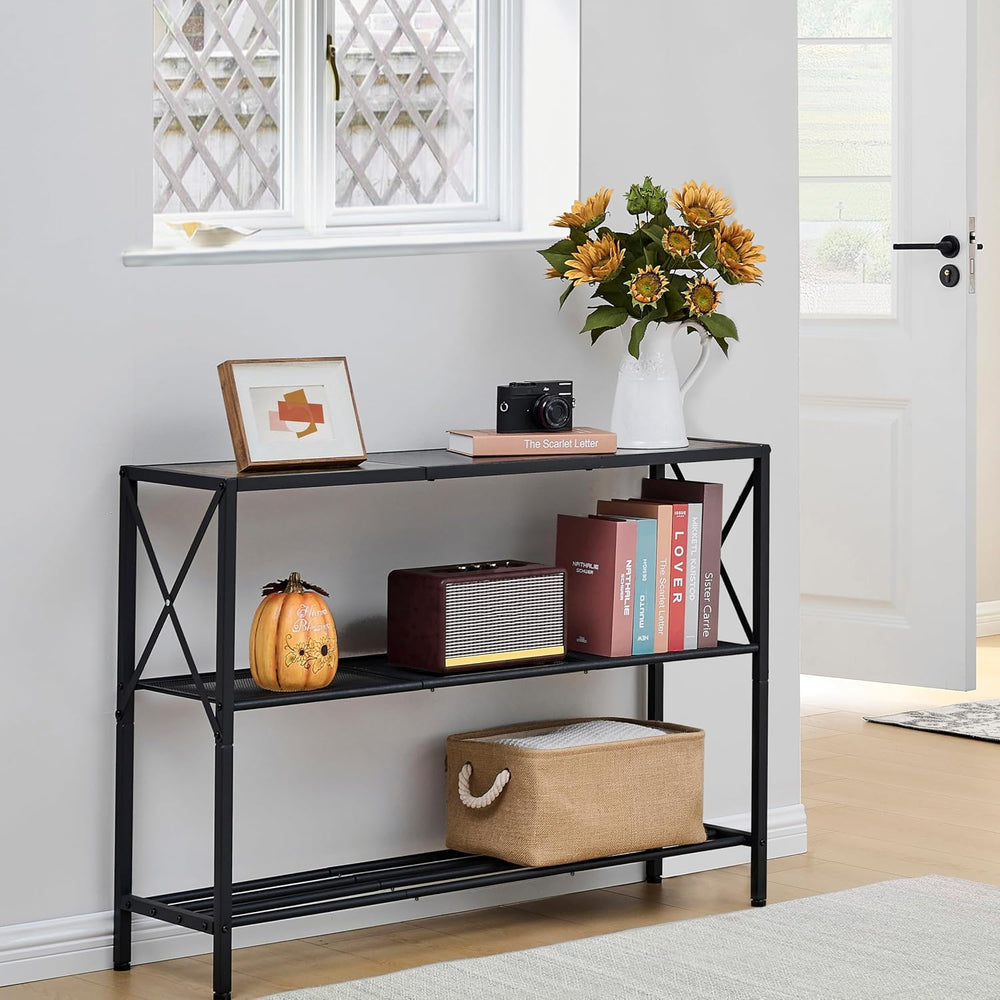Hoctieon Industrial Console Table, 3 Tier Entryway Table, Hallway Table, Narr...