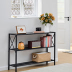Hoctieon Industrial Console Table, 3 Tier Entryway Table, Hallway Table, Narrow Sofa Table with Shelves, Entrance Table for Entryway, Living Room, Foyer, Hallway, Office, Black