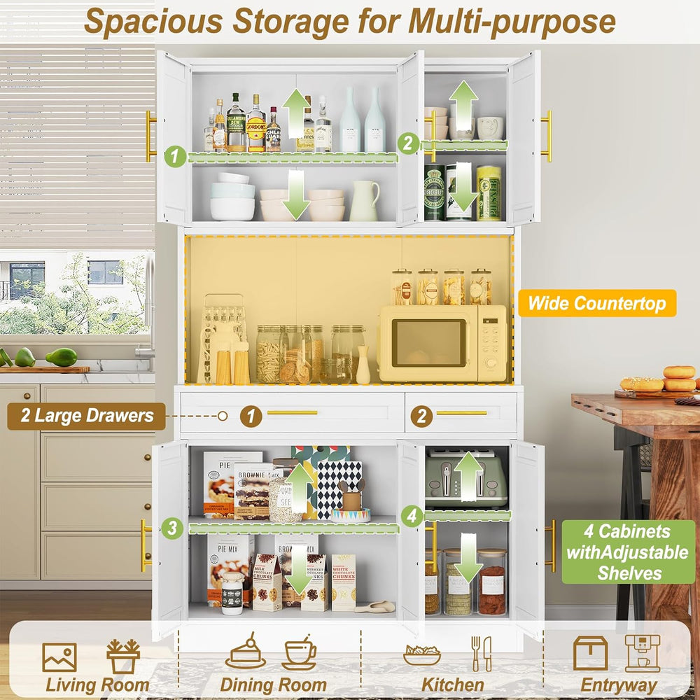 71" Metal Large Pantry Storage Cabinet with Adjustable Shelves,Kitchen P...
