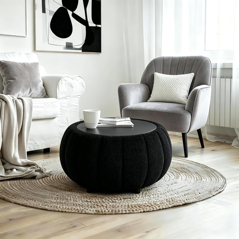 YDcosyfy 30 Inches Round Ottoman Coffee Table with Storage, Upholstered Ottom...
