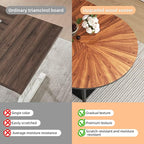 VFK 47.2"-63" Extendable Round Dining Table Set for 4–6, Solid Wood & Metal Table with Wine Rack Storage Shelf, Walnut Kitchen Furniture with 6 Upholstered Chairs (Storage Table and 6 Brown Chairs)