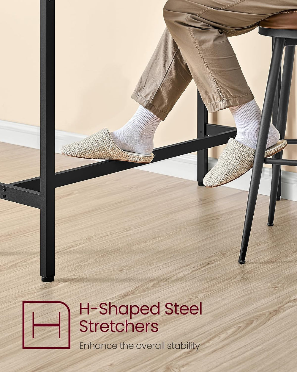VASAGLE Bar Table with Power Outlets, Computer Desk, 47.2" W | Stable Me...