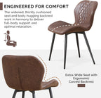 Dining Chairs Set of 4, Comfy Modern Dining Chairs with Thick Cushions, Upholstered Fabric Kitchen Side Chairs with Adjustable Metal Legs for Dining Room (Brown)
