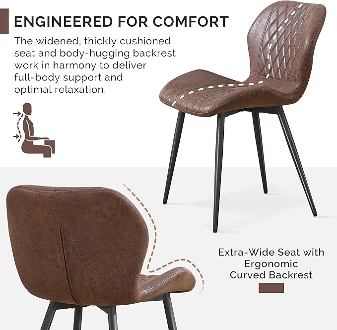 Dining Chair, Comfy Modern Dining Chairs with Thick Cushions, Upholstered Fab...